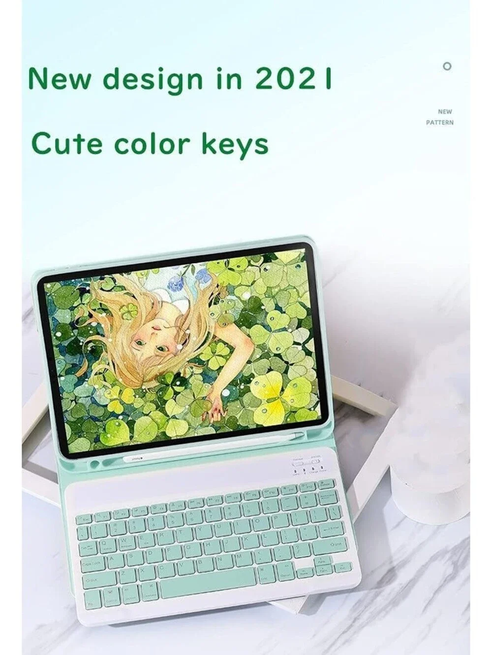 iPad mini 5 iPad mini 4 Keyboard Case Cute Color Keyboard Detachable Bluetooth